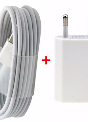 Зарядное 2в1 + USB кабель для Iphone 6 6S белая