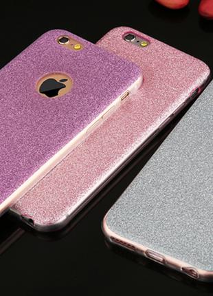 Блестящий мягкий силиконовый чехол для iPhone 6/6S розовый
