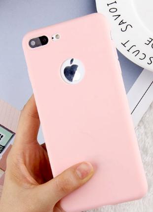Силиконовый персиковый чехол для Iphone 7+/8+