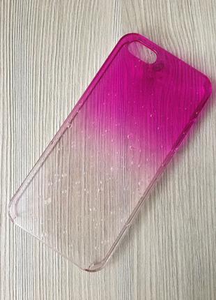 Чехол розовый пластик iphone 5/5S с эффектом мокрых капель