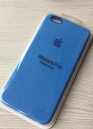 Силиконовый голубой чехол для iphone 6+/6S+ в упаковке