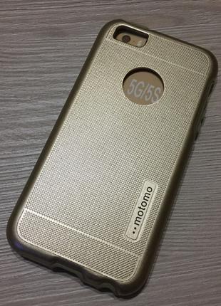 Противоударный фирменный чехол для iphone 5/5S золотой Мотомо ...