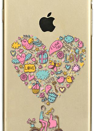 Прозрачный силиконовый чехол Love для iphone 6/6S