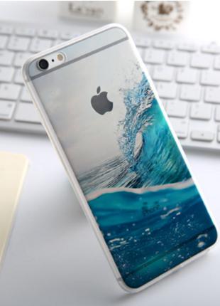 Прозрачный силиконовый чехол "с волной" iphone 6/6S в 3D