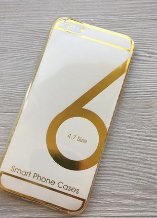 Силиконовый прозоро золотой чехол для iphone 6 6S в упаковке