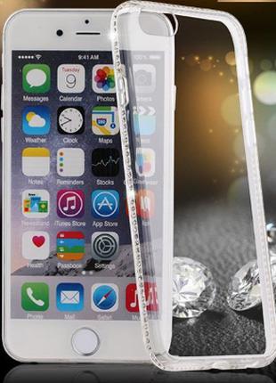 Силиконовый прозрачный чехол с камнями Сваровски для Iphone 7 8