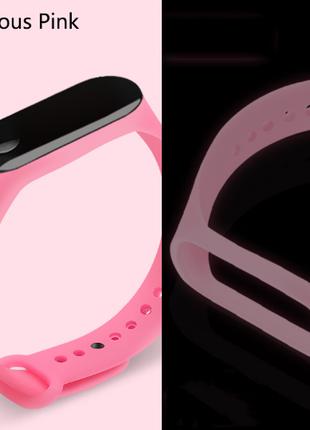 Розовый силиконовый неоновый браслет для Mi Band 5