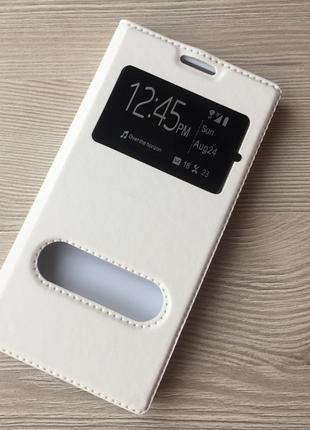 Белая книжечка для Samsung Galaxy A3 A310 с окошками+магнит
