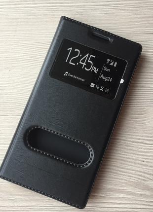 Черная книжечка для Samsung Galaxy A3 A310 с окошками+магнит