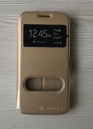 Золотой чехол книжечкой Nilkin для Samsung S7 на магните