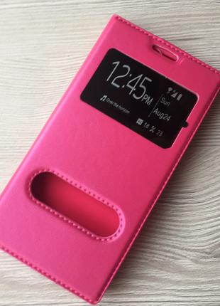 Розовая книжечка для Samsung Galaxy A3 A310 с окошками+магнит