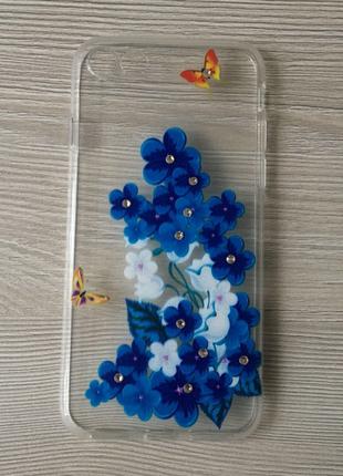 Прозрачный силиконовый чехол цветы и бабочки для iphone 7/8 в ...