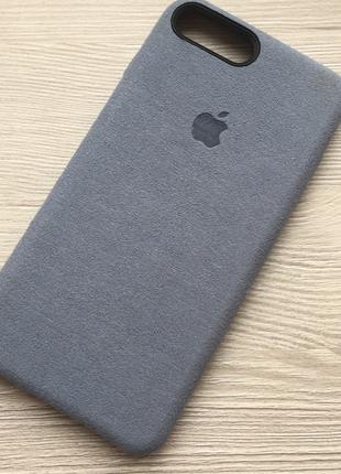Стильный чехол Alcantara Cover Серый для iPhone 7+/8+ в упаковке