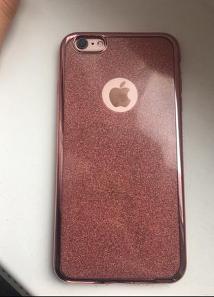 Двойной розовый+прозрачный силиконовый чехол iphone 6/6s розов...