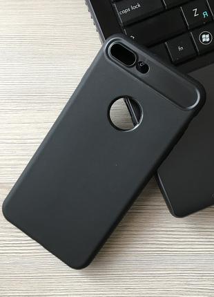 Черный матовый силиконовый чехол iphone 7+/8+ фирменная упаковка