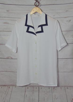 Белоснежная блуза/рубашка из плотного шифона