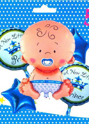 Набор шаров  фольгированных на рождение малыша  " малыш мальчи...