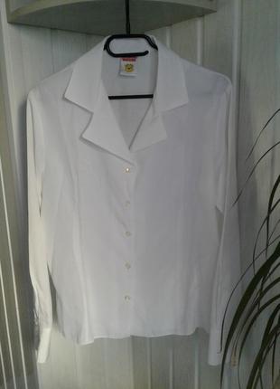 Рубашка белая блуза женская длинный рукав высокий манжет р l