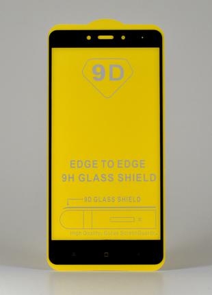 Защитное стекло на Xiaomi Redmi Note 4 черное клей по всей пов...