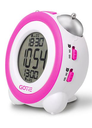 Электронный будильник Gotie GBE-200F белый-фиолетовый