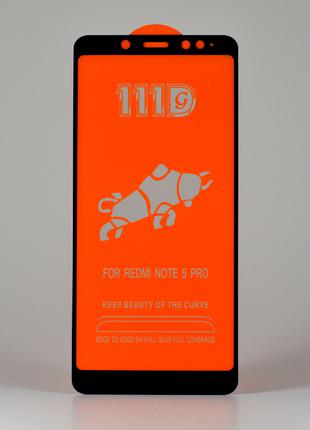 Защитное стекло на Xiaomi Redmi Note 5 Pro 111D чёрное клеевой...