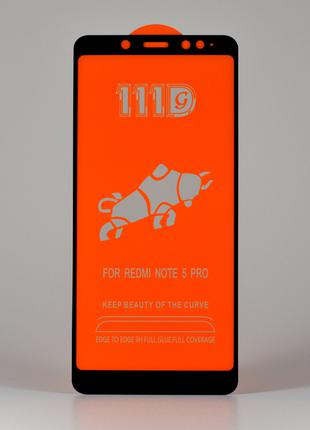 Защитное стекло для Xiaomi Redmi Note 5 111D чёрное клеевой сл...