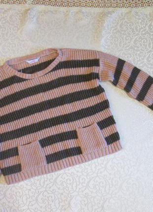 Укороченный полосатый свитер, свитер в полоску