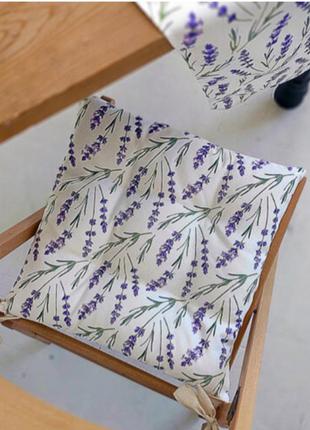 Подушка на стул с завязками лаванда