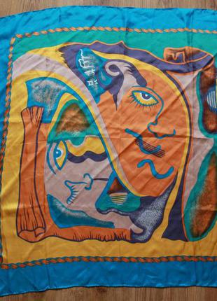 Винтажный цветастый шелк платок абстракция dessee