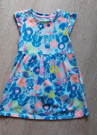 Платье-сарафан трикотажный для девочки цветочный принт bluezoo