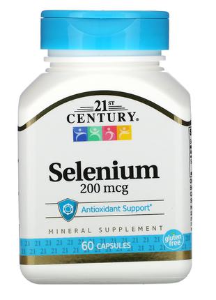 Селен, 200 мкг, 60 капсул антиоксидант 21st Century, США