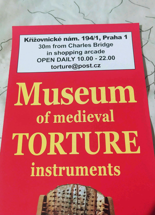 Листовка "Пражский музей пыток" сувенир Чехия