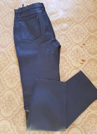 Черные рокерские брюки из натуральной кожи размер 50-52,высоки...