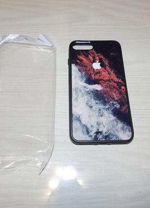 Tpu+glass чехол для apple iphone 7 plus / 8 plus мрамор люкс