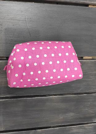 Розовая косметичка органайзер сумочка для мелочей в горошек