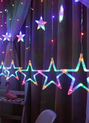 Гирлянды новогодние LED светодиодные звезды разноцветная 3M*80...