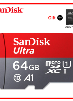 Картка пам'яті Original SanDisk micro sd, клас10, 64 ГБ + адаптер