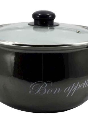 Эмалированная кастрюля 3,1 литр Bon appetit черный (Т)2234A 00...