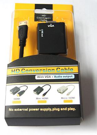 Мини преобразователь конвертер HDMI mini -> VGA (звук, HDCP) б...