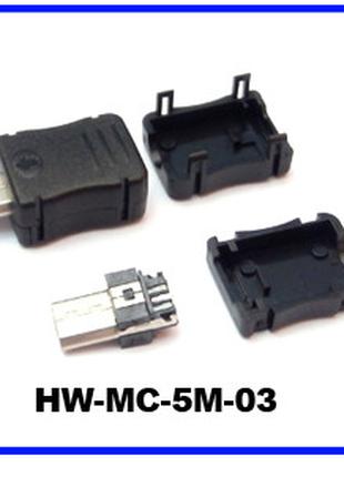 Коннектор Micro USB 5 pin в корпусе папа Type-B папа Male Thre...