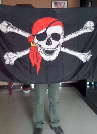 Черный флаг череп пиратский Веселый Роджер большой 1500 х 1000...
