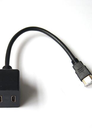 Сплиттер HDMI папа 1х вход male мама 2х выход female (1 in -> ...