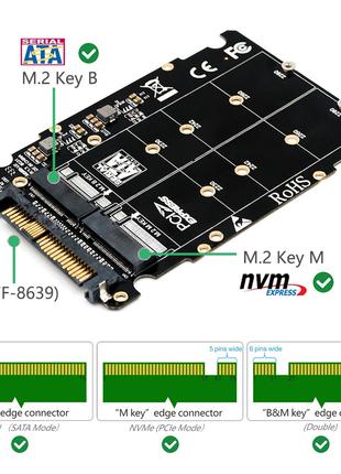 Адаптер переходник U.2 SFF-8639 M.2 SSD NVMe SATA-Bus NGFF PCI-e