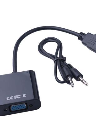 Конвертер HDMI VGA + звук, переходник из HDMI в VGA + Audio (с...