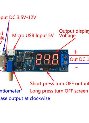 USB вольтметр + преобразователь напряжения (блок питания) DC-D...