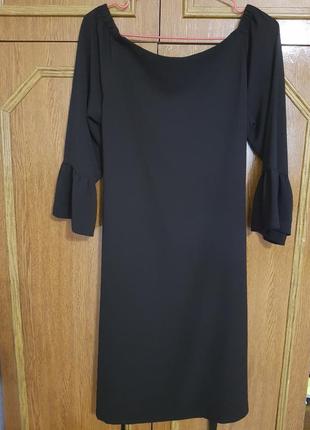 Платье чёрное креп шифон 46-48 размер вечерние повседневное