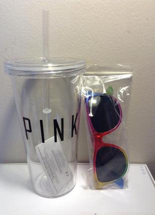 Victoria s secret комплект стакан и очки pink