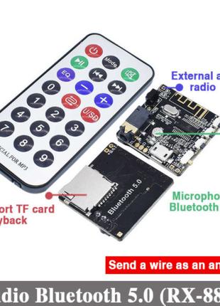 Аудио модуль приемник RX-888 Bluetooth 5.0, DC 3.7-5В, AUX mic...