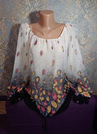 Красивая нежная блуза в цветы тюльпаны 🌷🌷🌷 блузка большой разм...