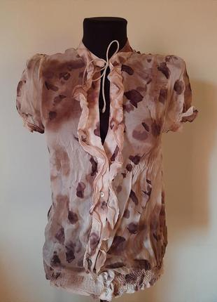 Прозора шовкова блузка з леопардовим принтом